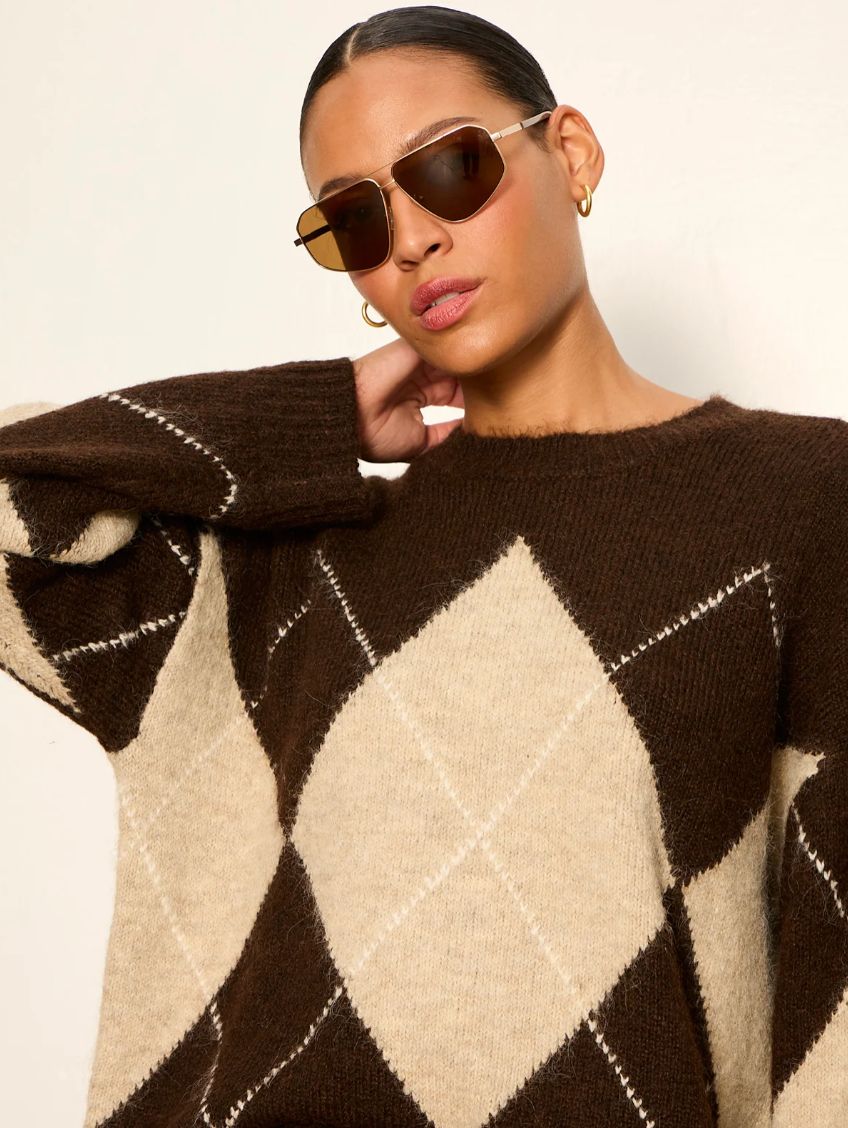 Sanctuary Argyle Crew Sweater