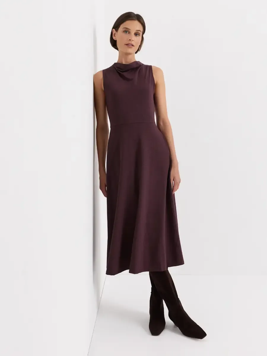 PACT Fit &amp; Flare Cowl Neck Dress