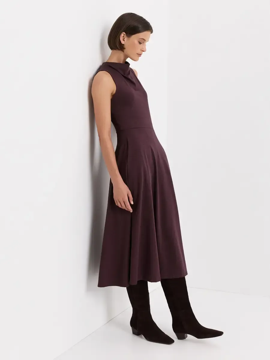 PACT Fit &amp; Flare Cowl Neck Dress
