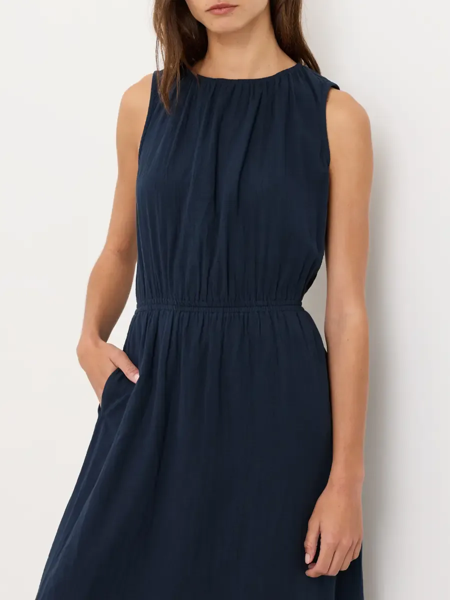 PACT Coastal Double Gauze Tiered Midi Dress