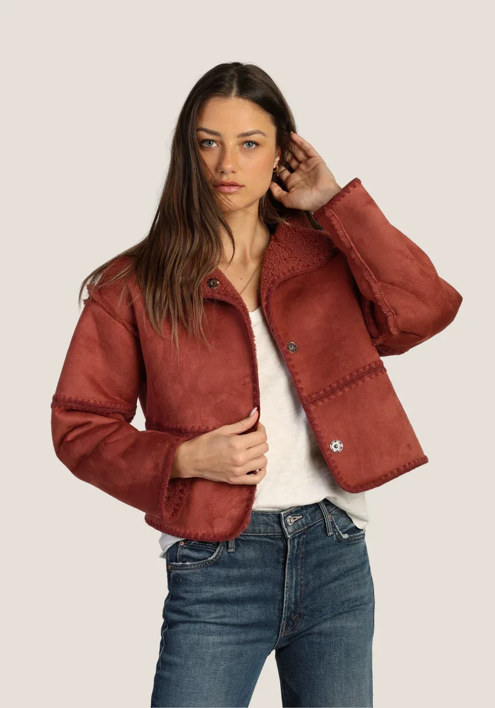 Dylan Casey Stitched Jacket, Colour: Rich Red, Size: XS