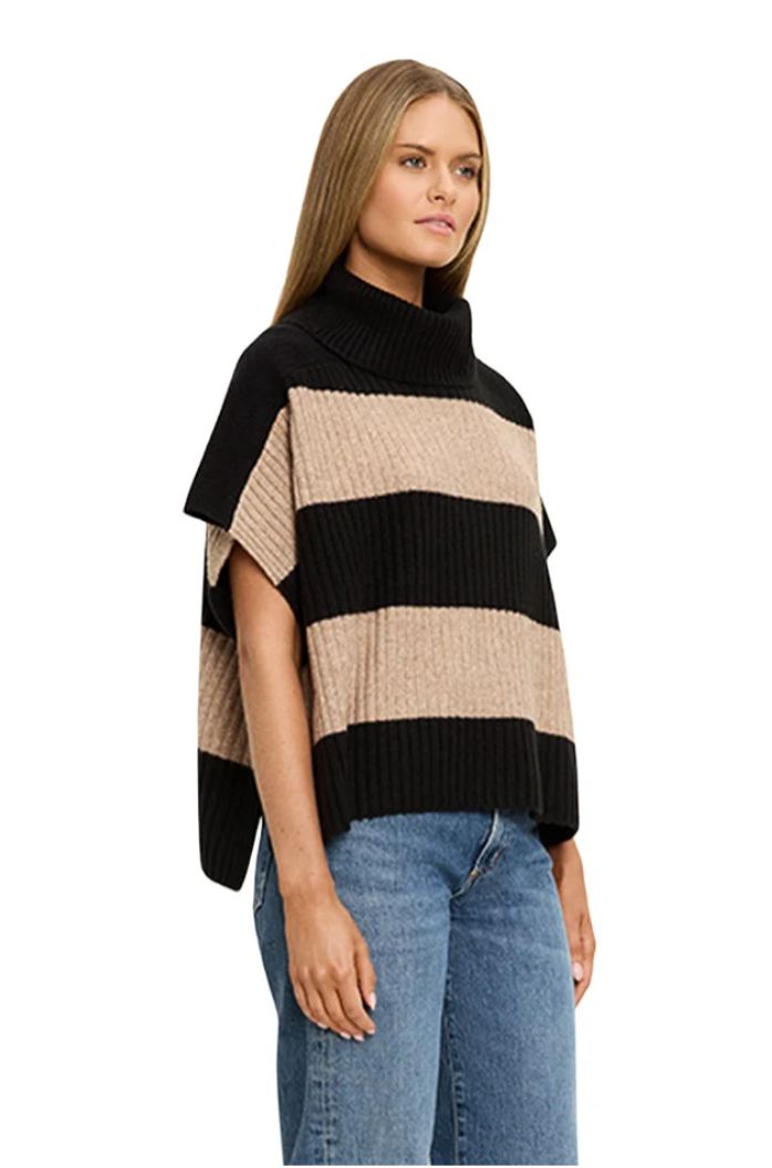 Michael Stars Adelyn Striped Turtleneck Poncho Vest