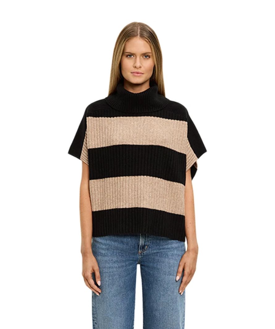 Michael Stars Adelyn Striped Turtleneck Poncho Vest