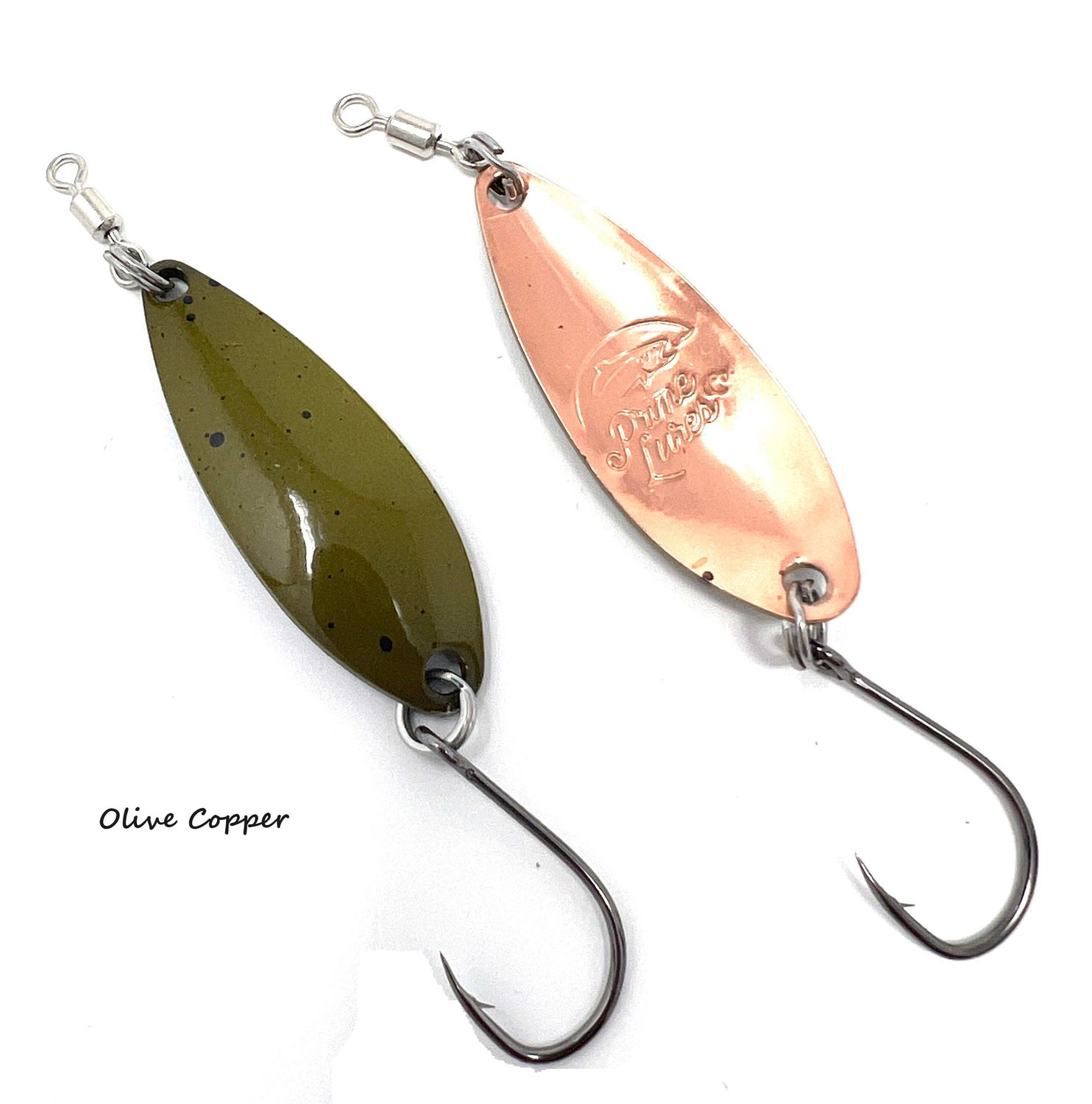(128) PRIME TRINITY SPOON OLIVE/COPPER BACKSIDE