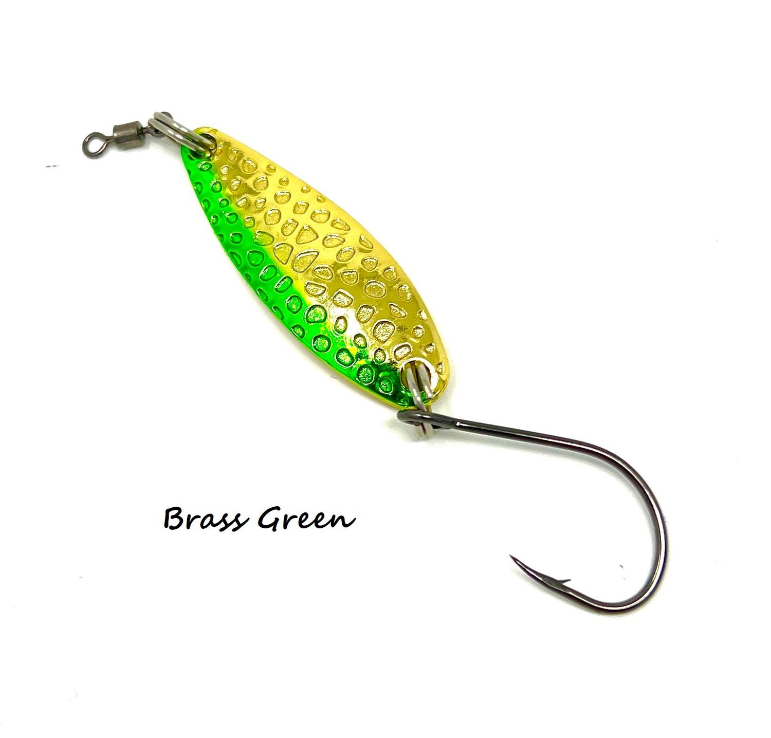 (63) PRIME WIGGLER SPOON 2/5 OZ BRASS/ GREEN (424)