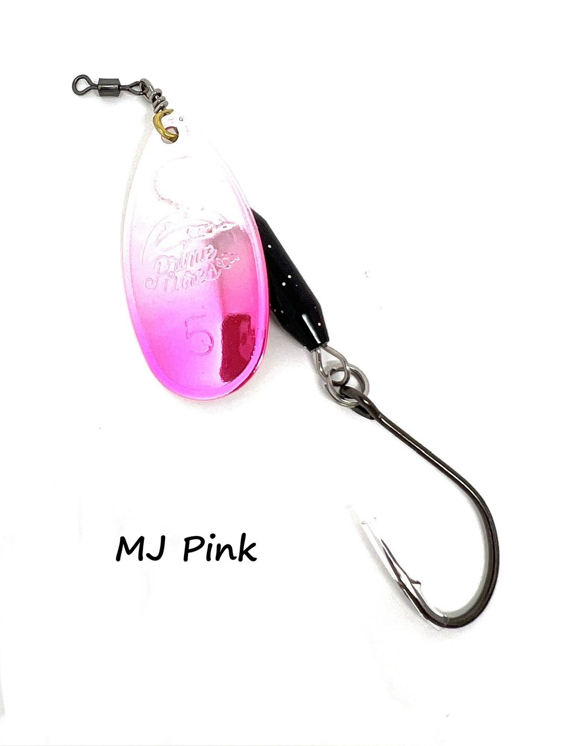 (214) PRIME CLEAN UP CREW WEIGHTED SPINNER #4 METALLIC PINK/BLACK