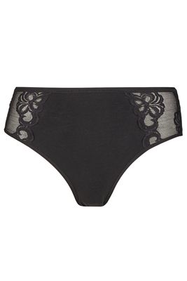 Nina von C slipje midi zwart Katoenen slip met kant