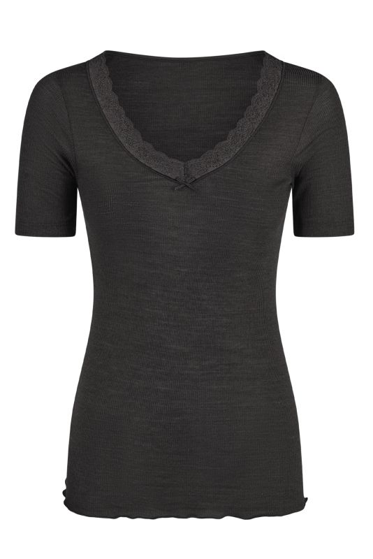 Nina von C t-shirt met korte mouwen wol met zijde zwart Nina von C t-shirt met korte mouwen wol met zijde zwart