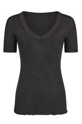 Nina von C t-shirt met korte mouwen wol met zijde zwart Nina von C t-shirt met korte mouwen wol met zijde zwart