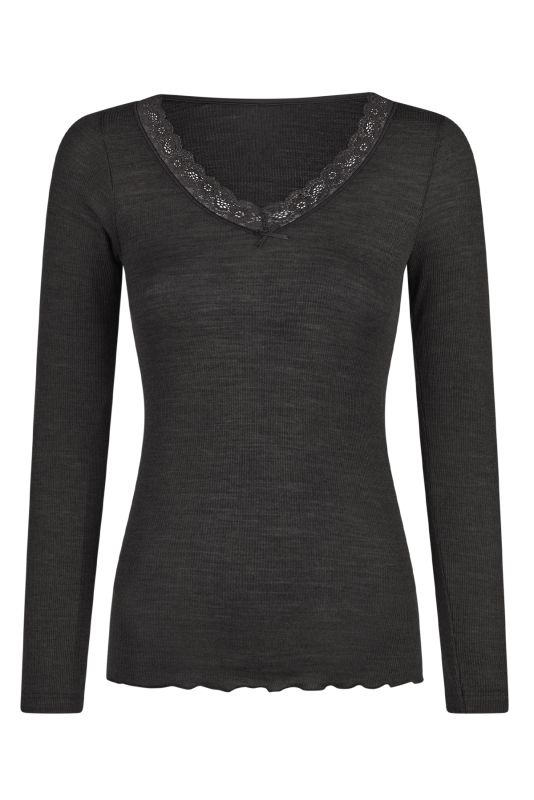 Nina von C t-shirt met lange mouwen wol met zijde zwart Nina von C t-shirt met lange mouwen wol met zijde