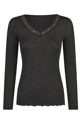 Nina von C t-shirt met lange mouwen wol met zijde zwart Nina von C t-shirt met lange mouwen wol met zijde