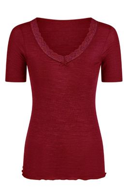 Nina von C t-shirt met korte mouwen wol met zijde bordeaux wol met zijde shirt