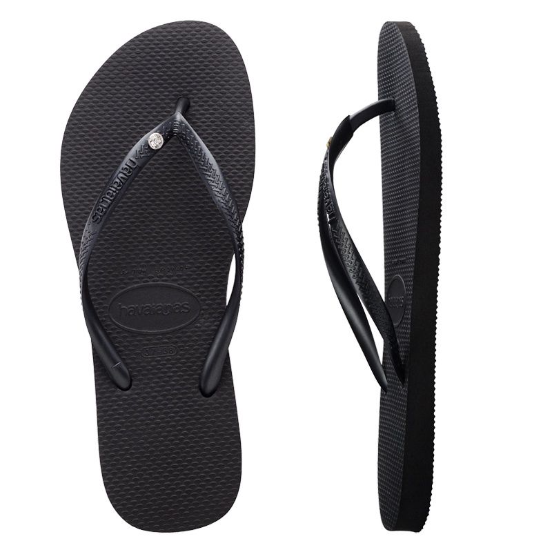 Slim Crystal SW ll Black Thongs