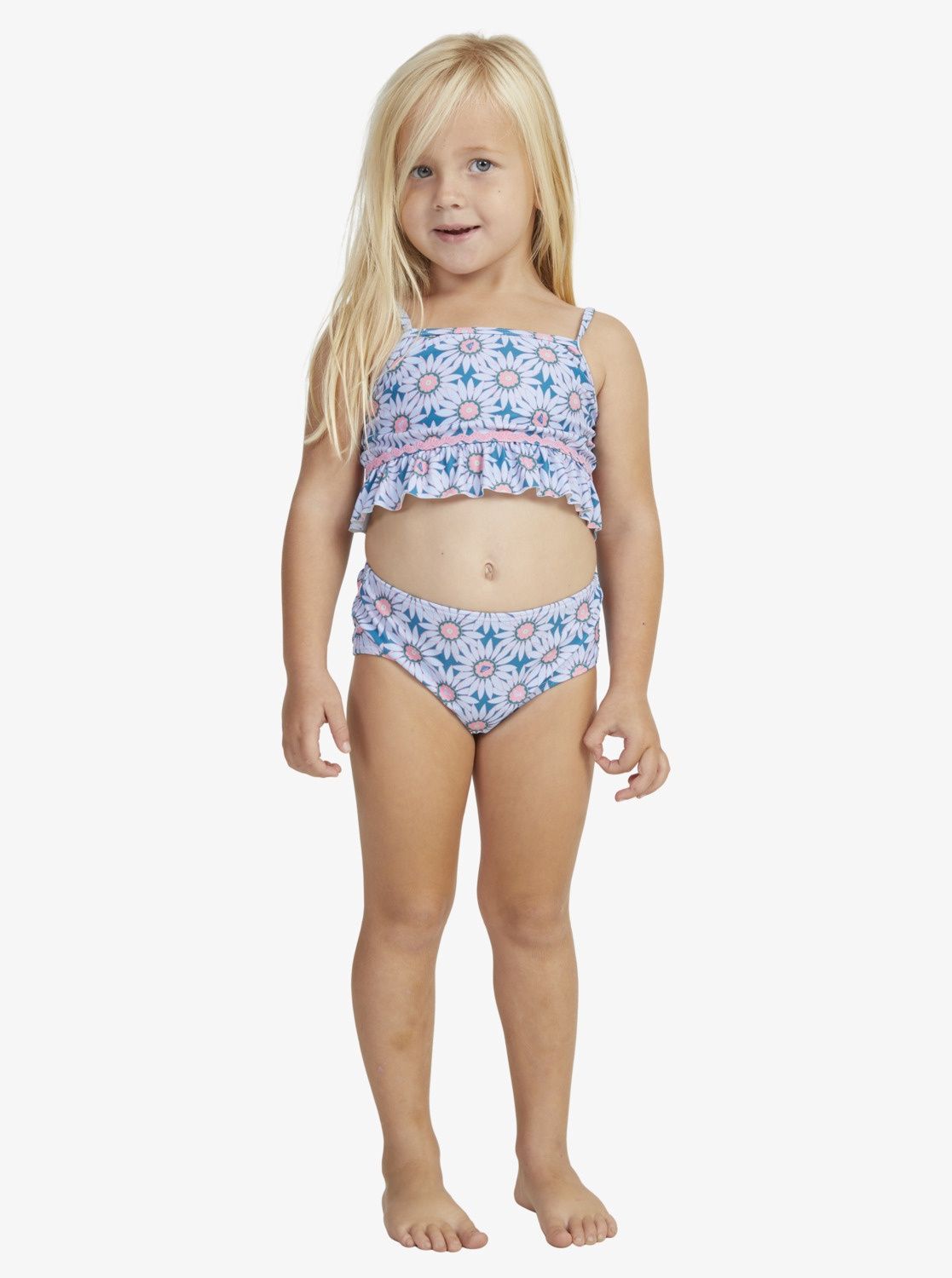 Girls 2-7 Bold Florals Two Piece Crop Top Bikini Set