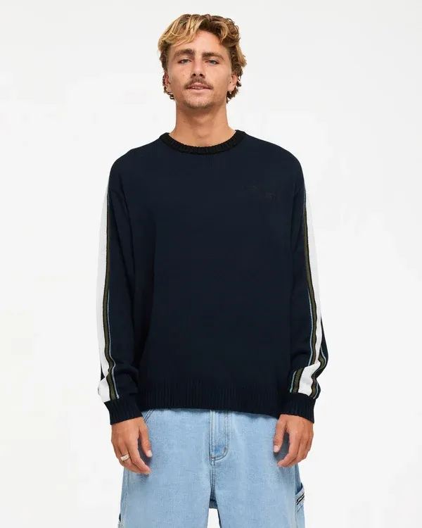 Mens Script Sweater, Color: Navy, Size: S
