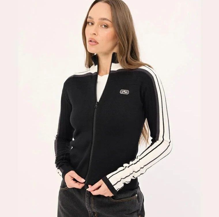 Daddy Gb Fitted Zip Through Knit, Color: Black, Size: XS
