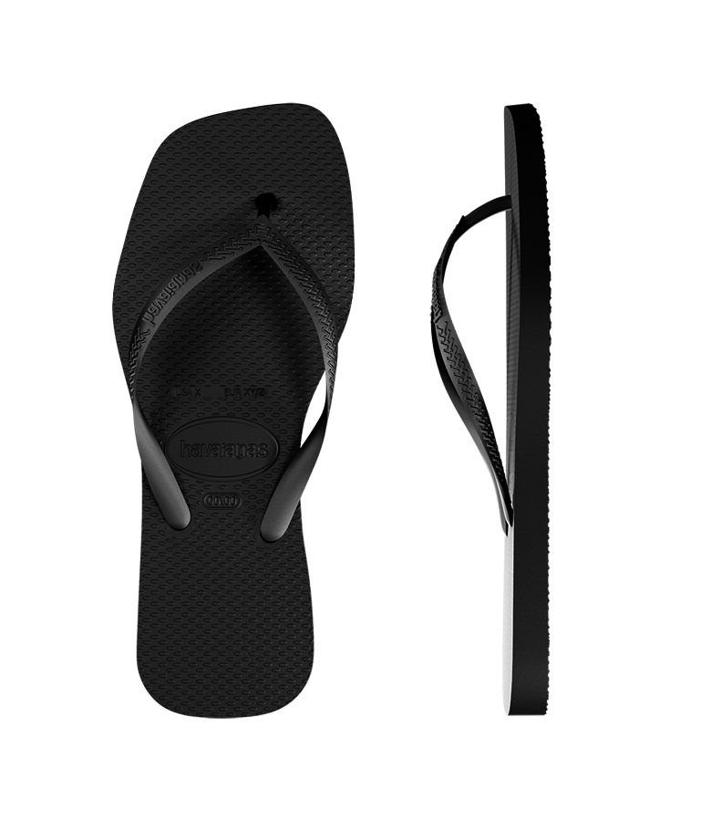 Slim Square Toe Thongs, Color: Black, Size: 3536