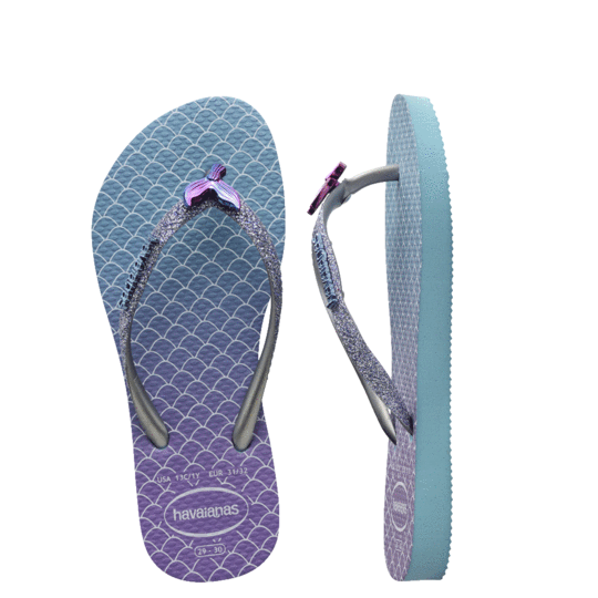 Kids Slim Glitter Thongs, Color: Blue, Size: 2930