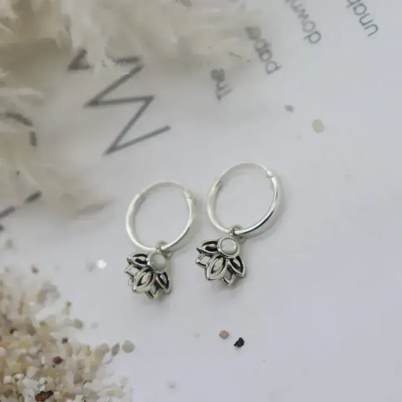 Amaya Mother of Pearl Huggie Earrings