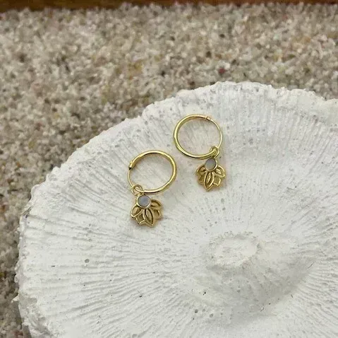 Amaya Mother of Pearl Huggie Earrings