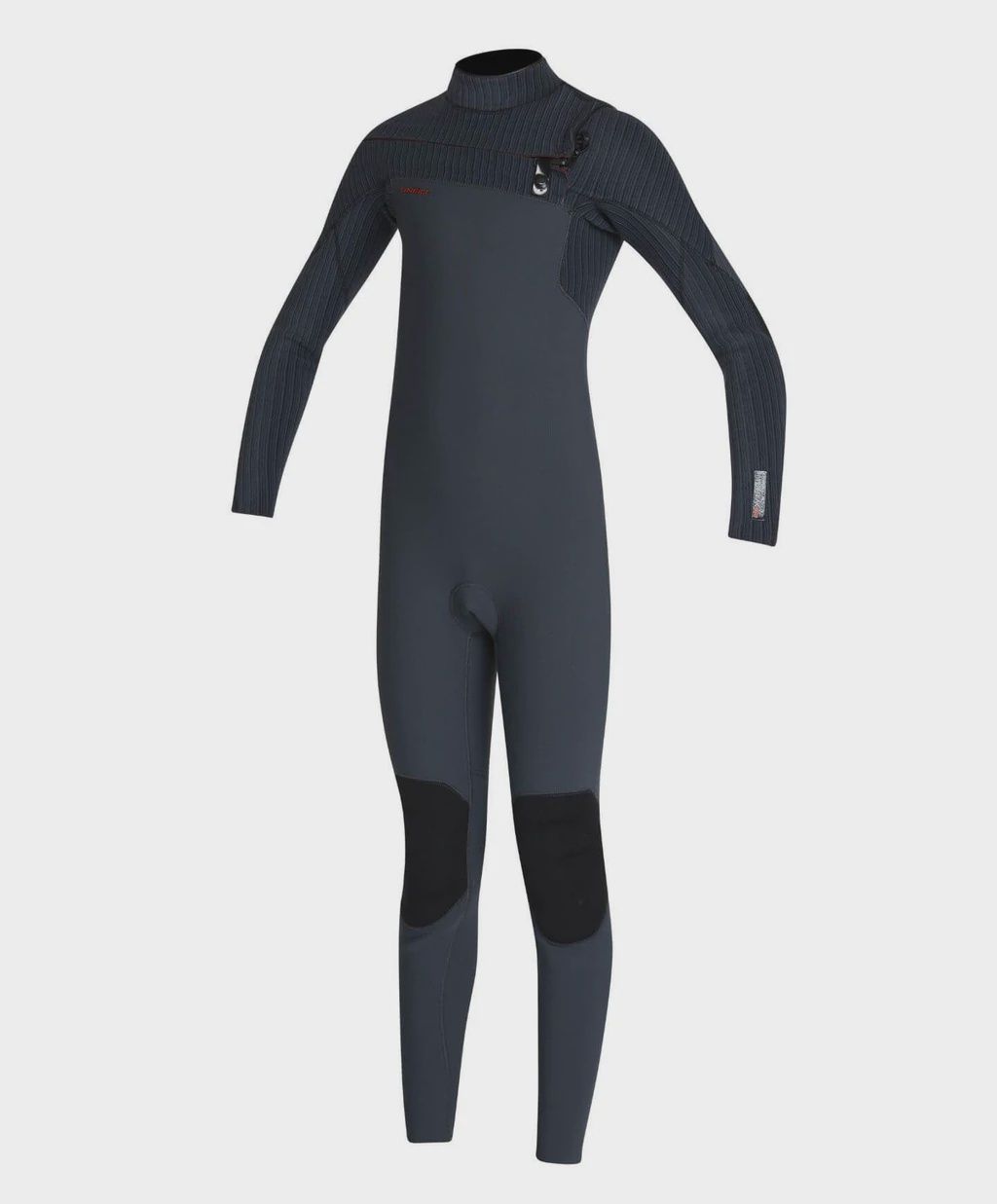 Boys Hyper Fire 3/2mm Steamer Chest Zip Wetsuit, Color: Gunmetal/Black, Size: 10