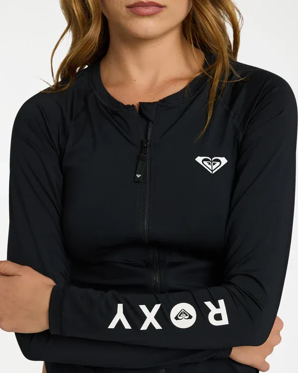 Womens New Essentials Long Sleeve Zip Up UPF 50 Rash Vest