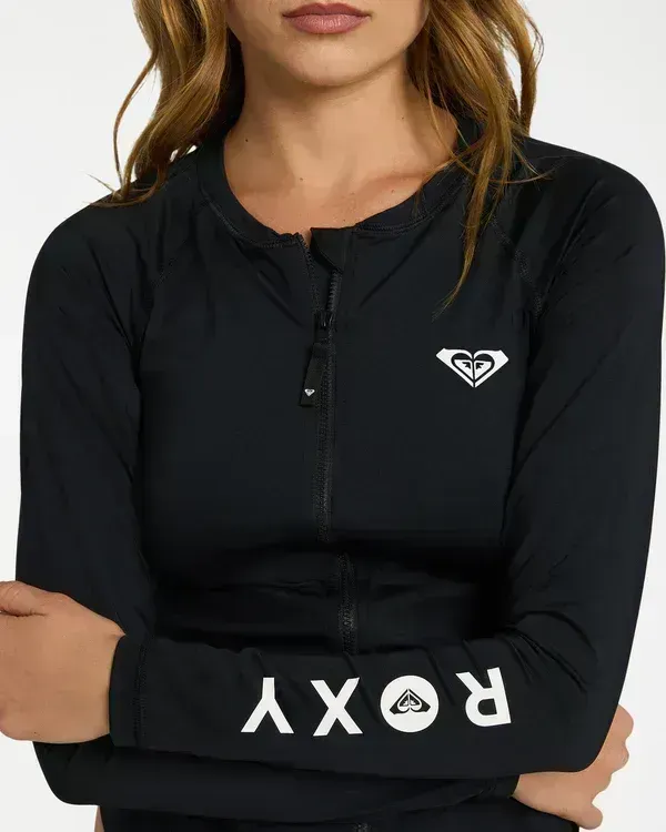 Womens New Essentials Long Sleeve Zip Up UPF 50 Rash Vest