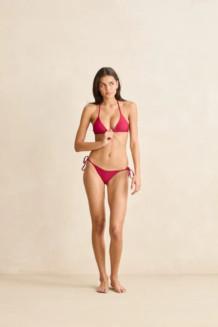 Classic Tie Side Hi Cut Pant, Color: Sangria, Size: 6