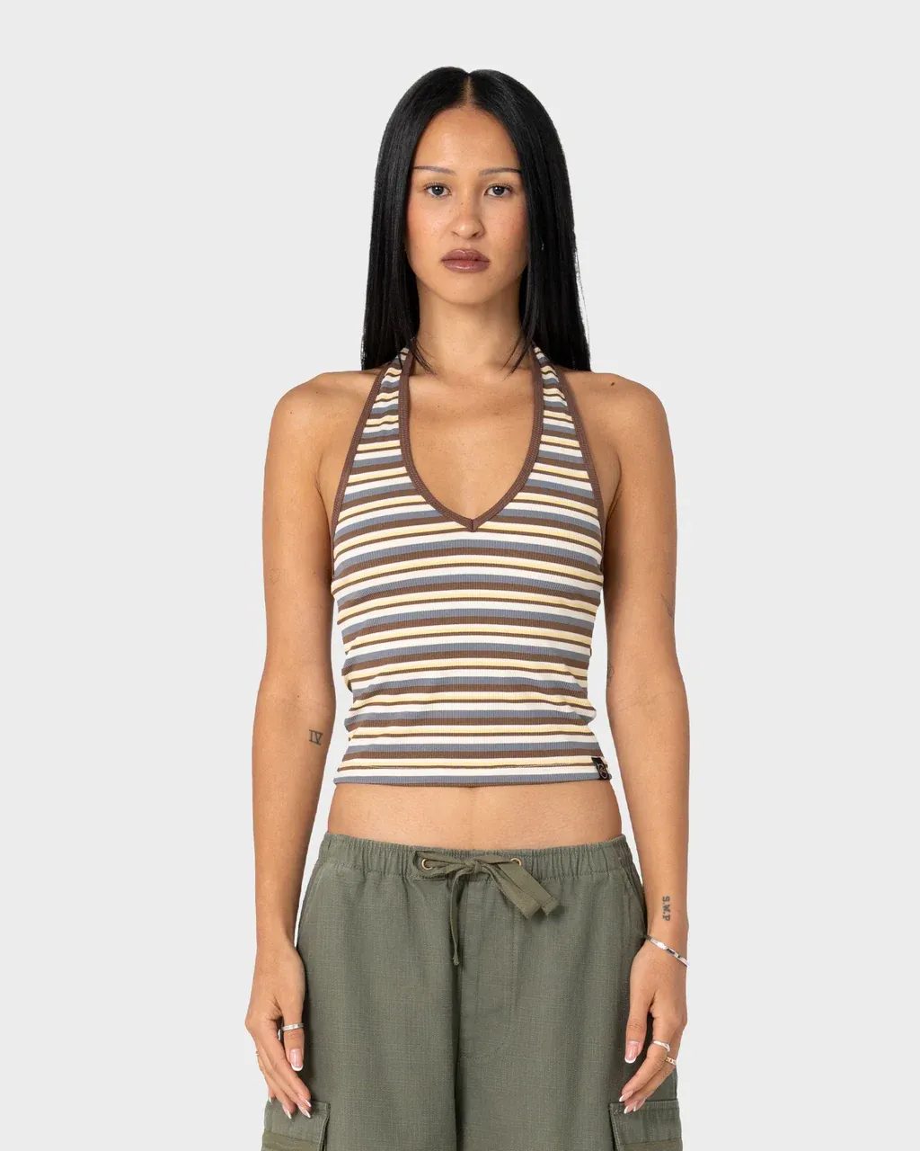 Halley Halter Top, Color: Retro Amber Stripe, Size: 06