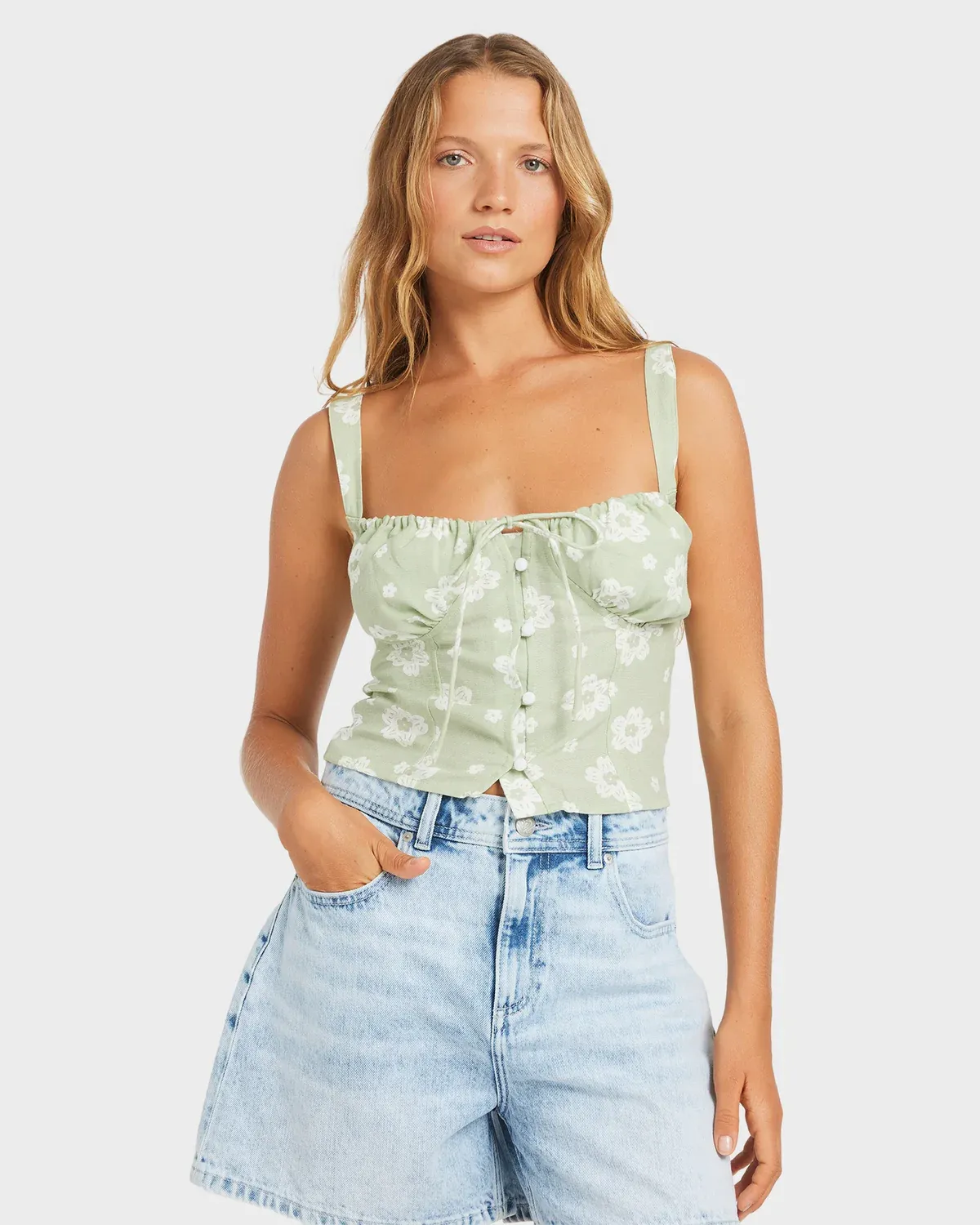 Womens Blossom Tank Top, Color: Sage, Size: XS