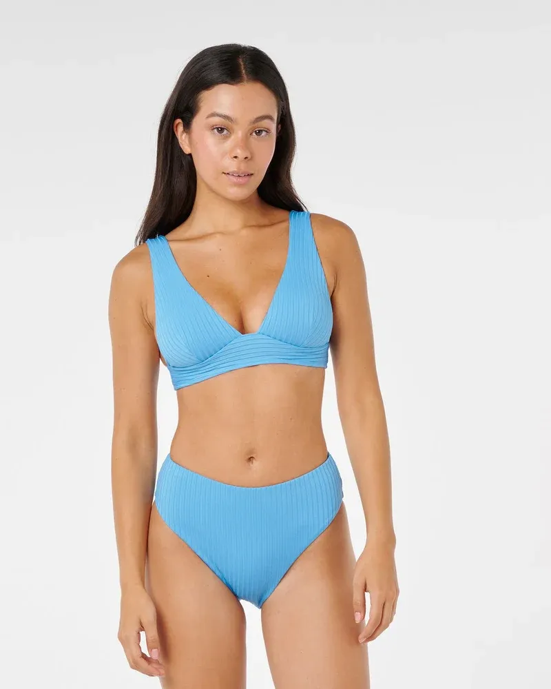 Premium Surf D-DD Deep V Bikini Top, Color: Azure Blue, Size: XS