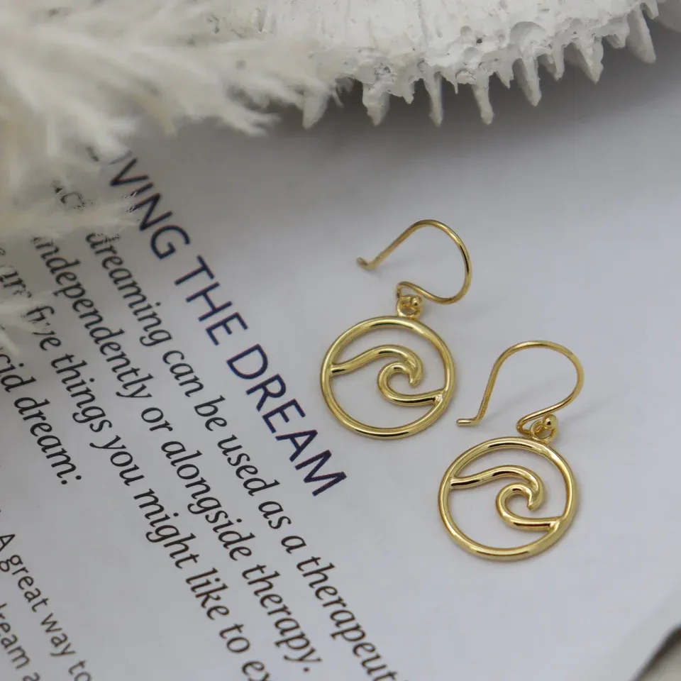 Open Wave Earrings, Color: Gold