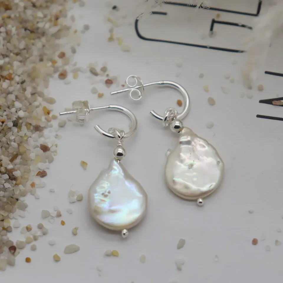 Ariana Freshwater Pearl Earrings, Color: Stirling Silver