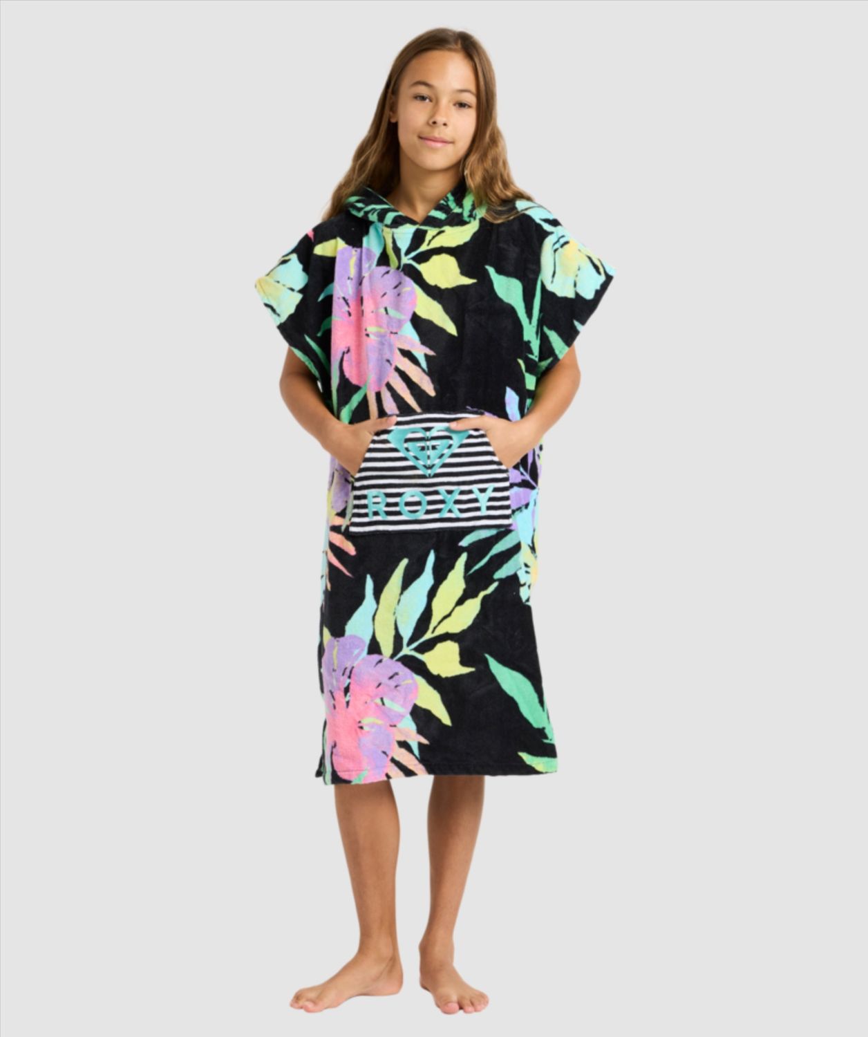 Girls Stay Magical Printed Poncho, Color: Anthracite Aquarella Active, Size: OSFA