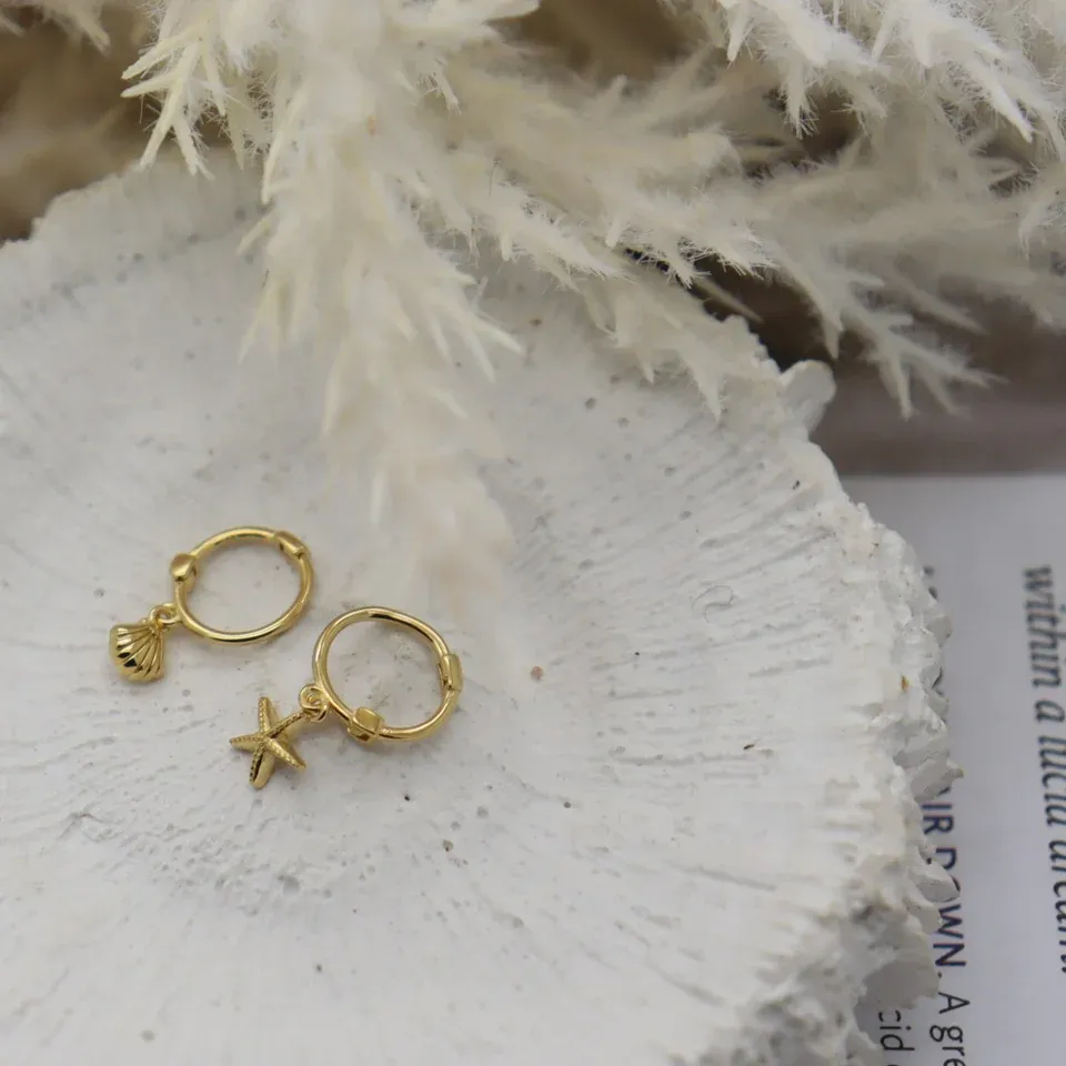 Ocean Huggie Earrings, Color: Gold