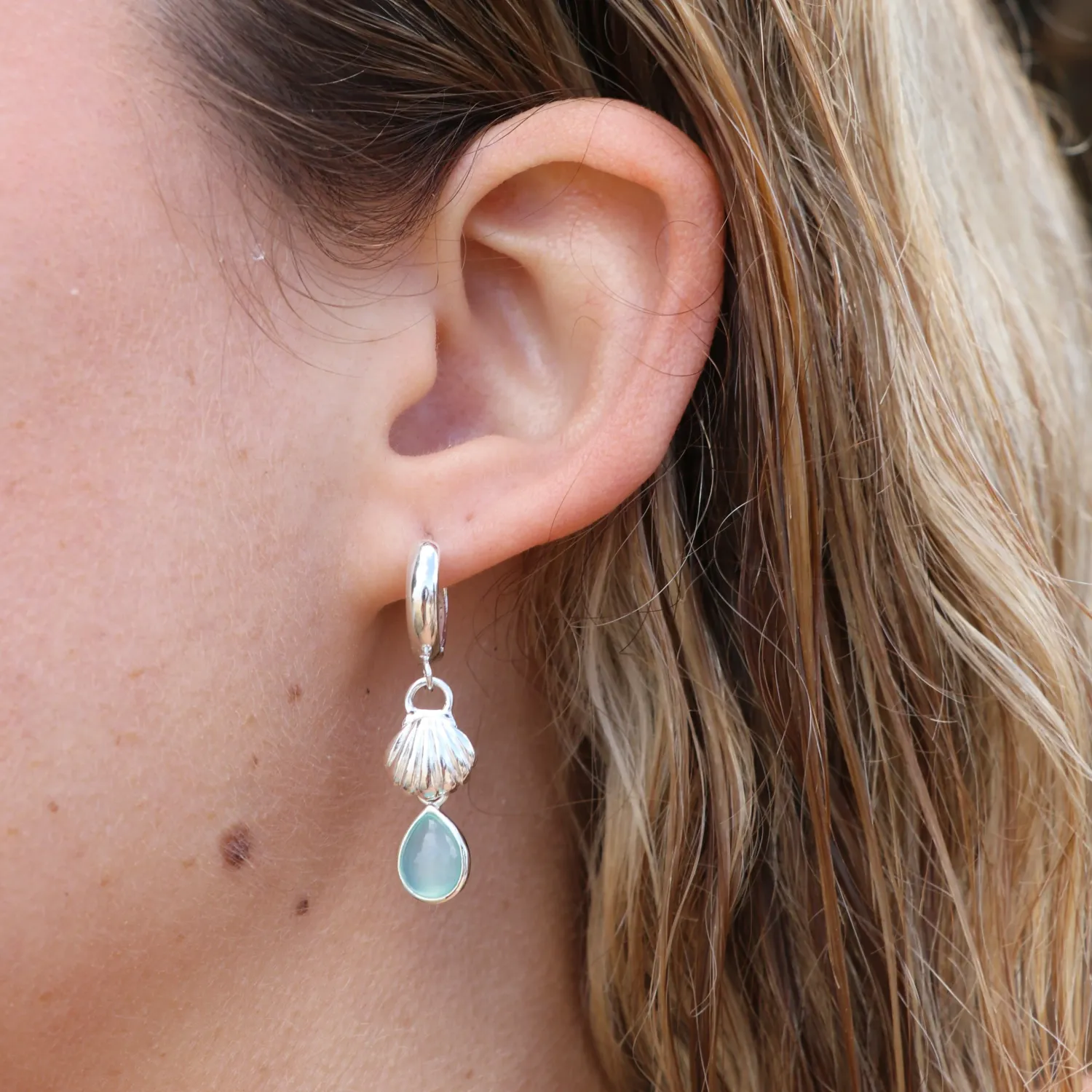 Arie Chalcedony Blue Drop, Color: Silver