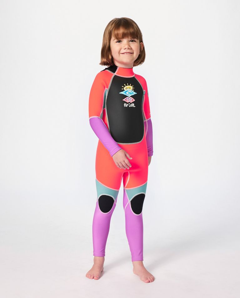 Groms Omega Back Zip Easy On/Off Wetsuit, Color: Hot Pink, Size: 02
