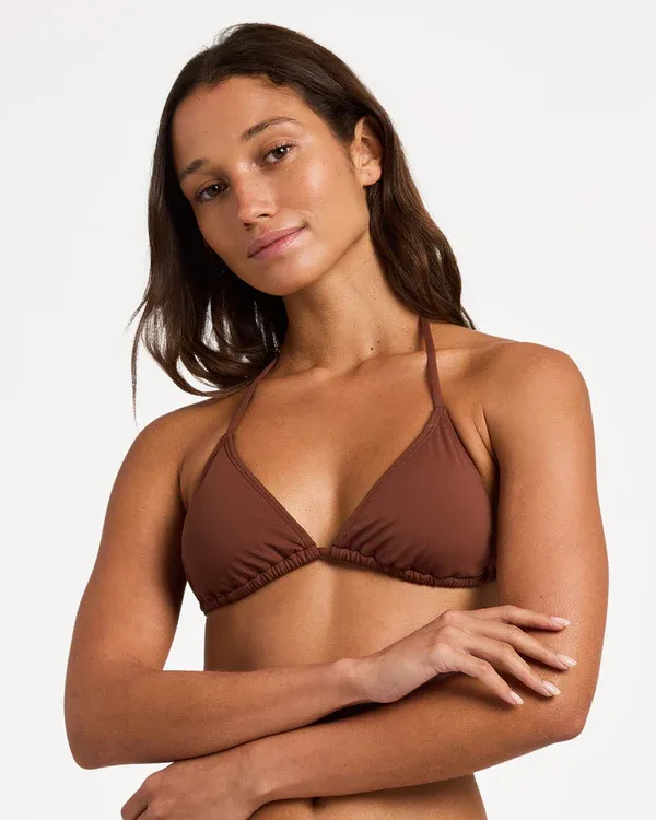Womens SD Beach Classics Mod Tiki Tri Bikini Top, Color: Cappuccino, Size: XS