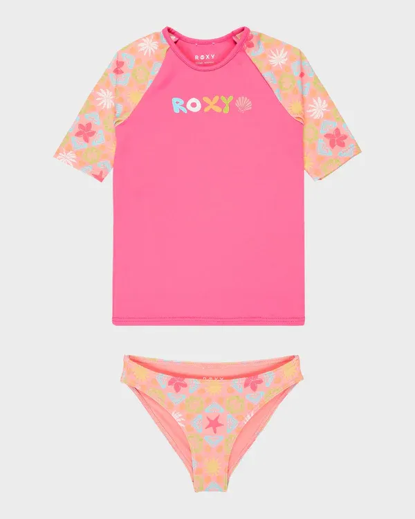 Girls 2-7 Check TW Lycra Set Rash Vest