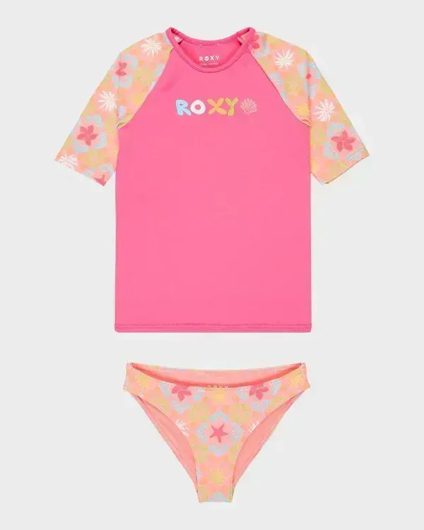Girls 2-7 Check TW Lycra Set Rash Vest