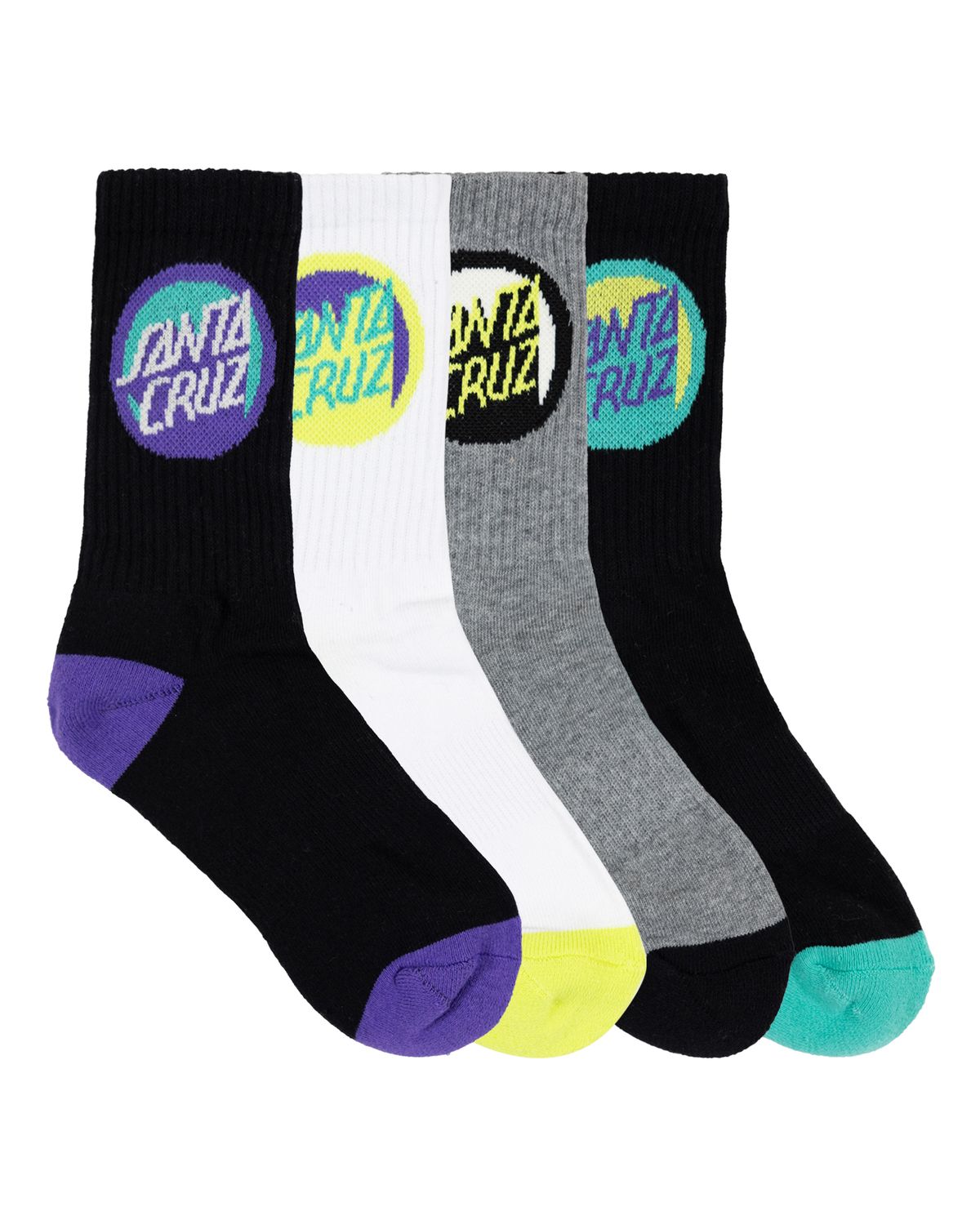 Bold Shadow Dot Crew Sock 4 Pack, Color: Black/White/Marle/Black, Size: 2-8