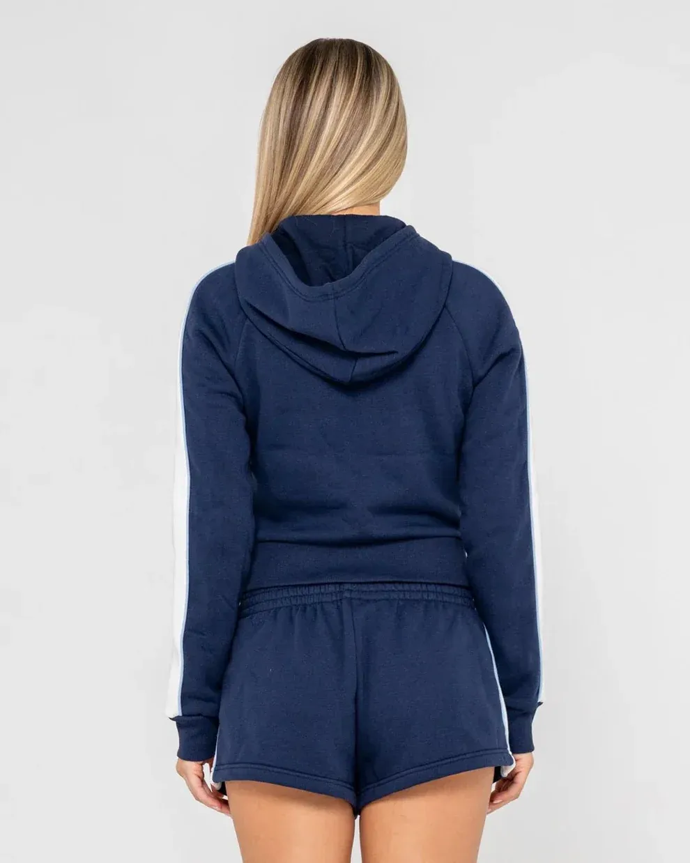 Retro Lines Zip Through Fleece Hoodie