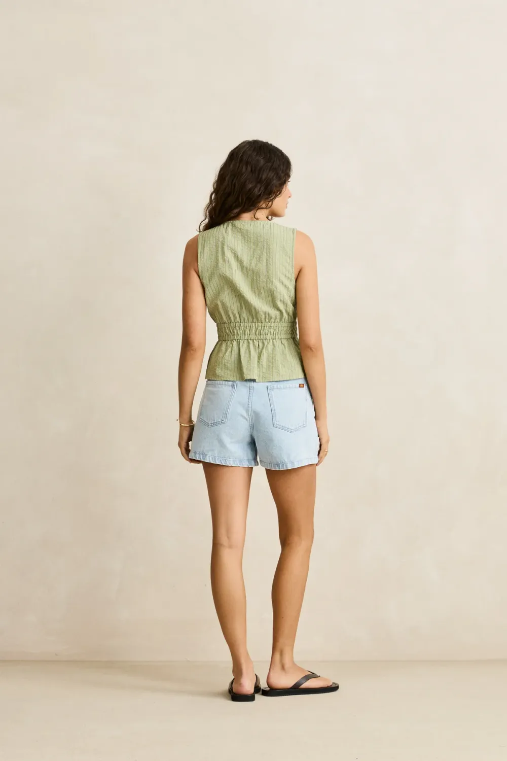 Vista Stripe Tie Front Top
