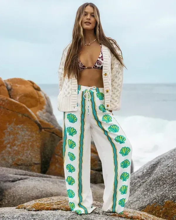 Womens Coastal Crush Elastic Pants