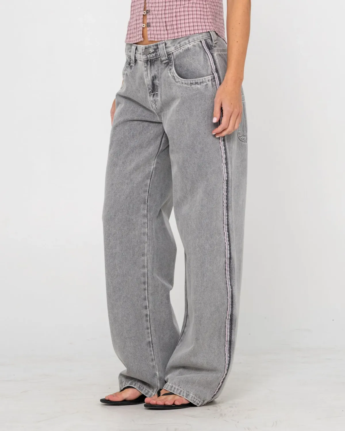 Flip Mommy Low Rise Baggy Jean, Color: London Summer Baby Pink, Size: 06