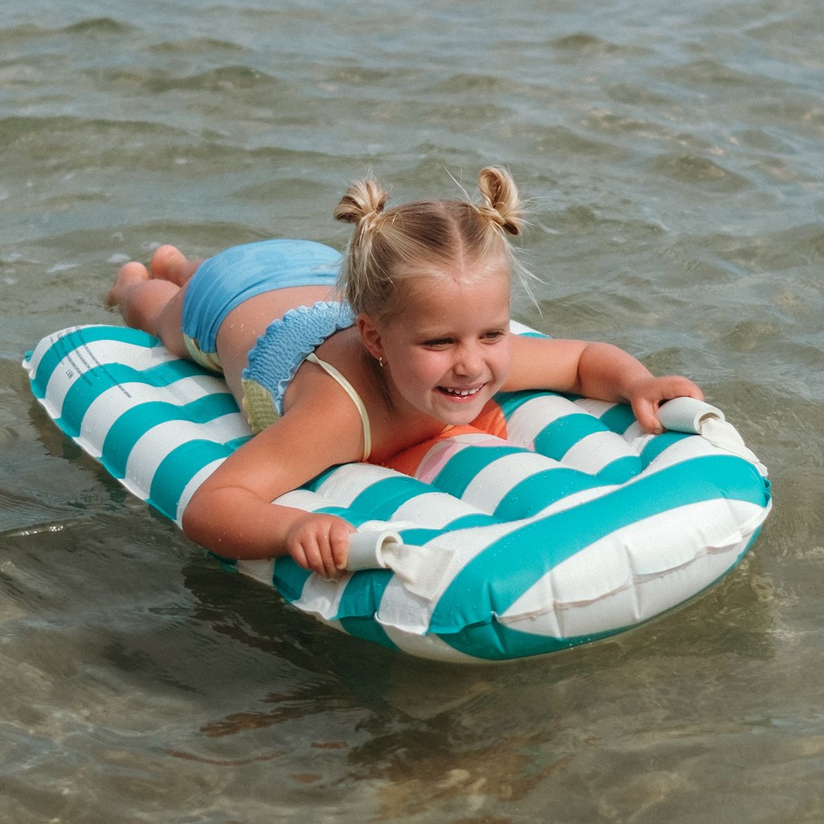 Kids Surf Mat -Poppy the Peach Green Stripe