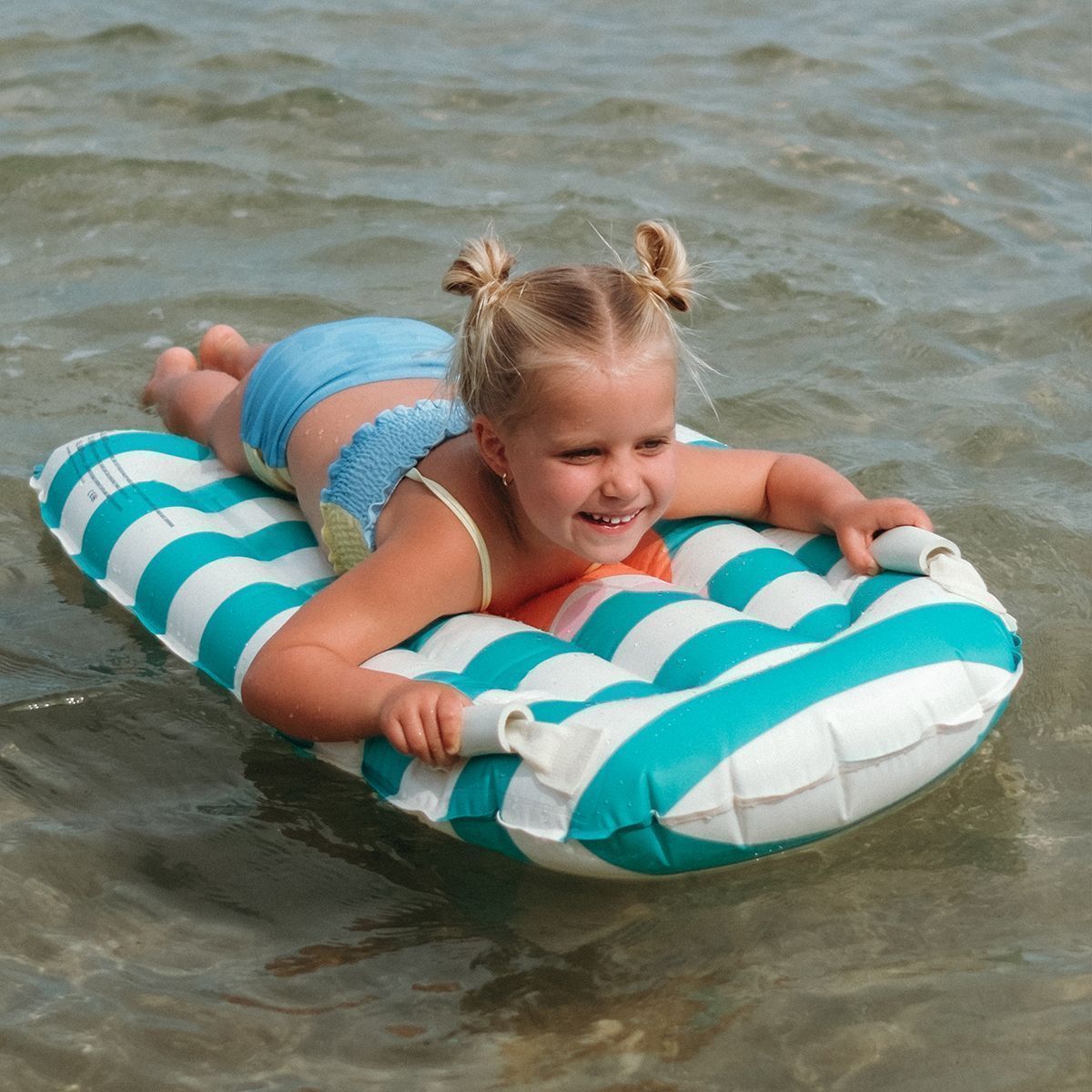 Kids Surf Mat -Poppy the Peach Green Stripe