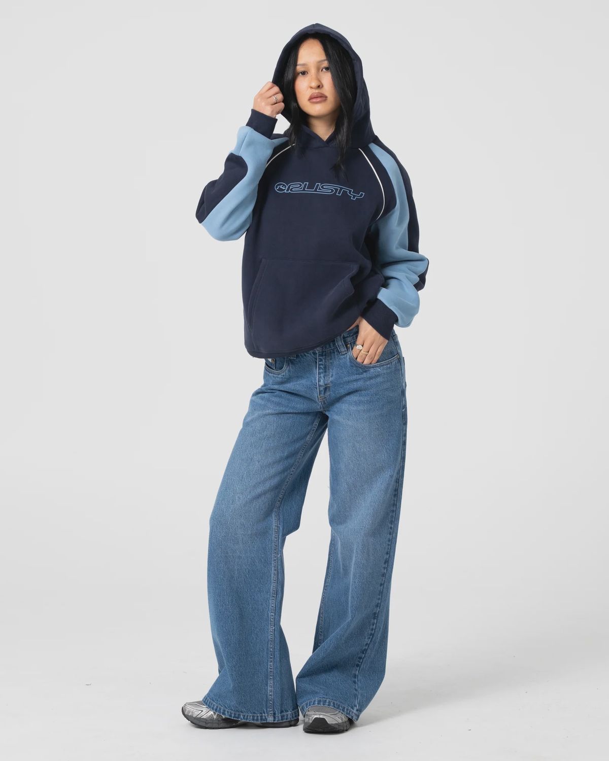 Black Splice Oversized Fleece Hoodie