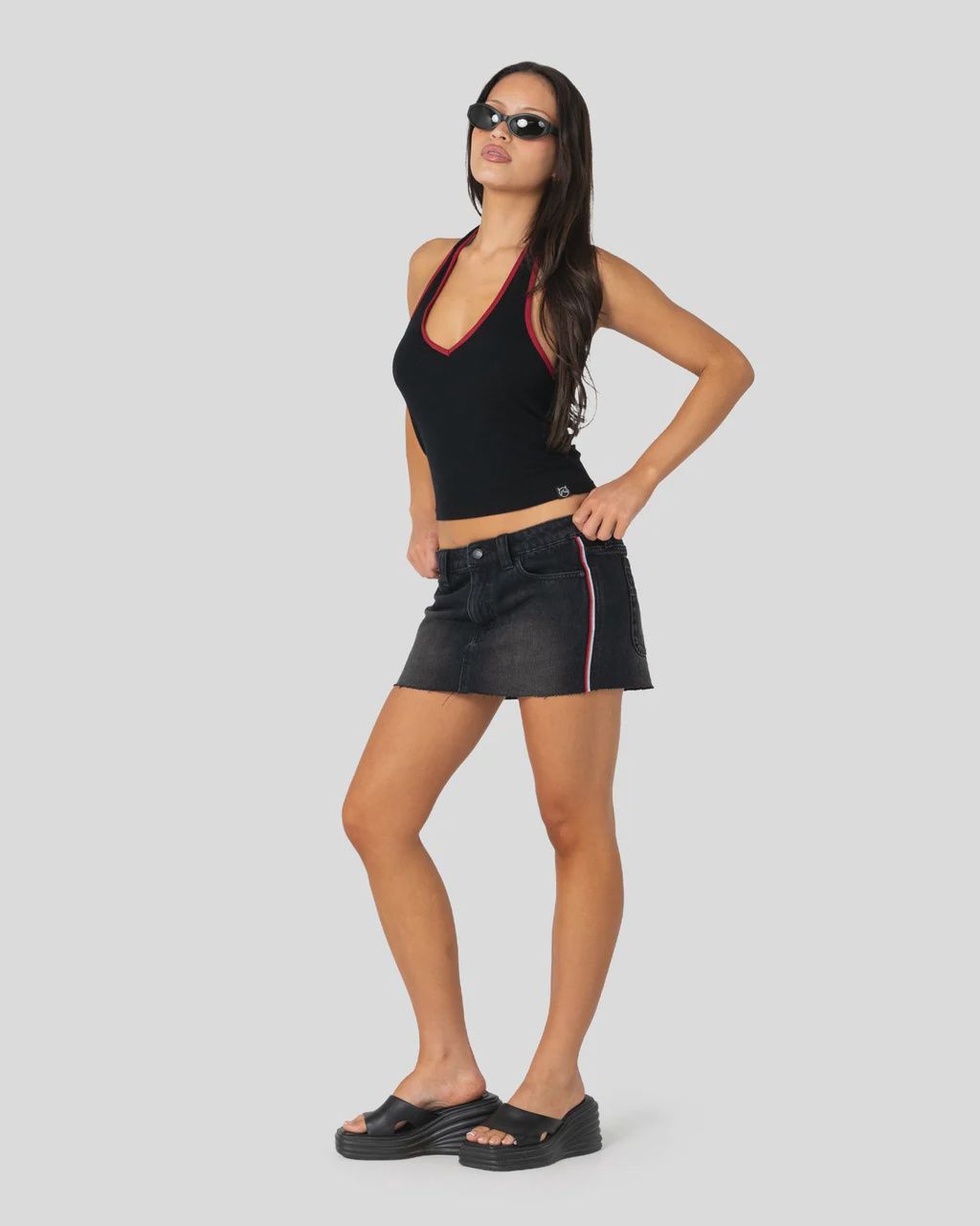 Flip Mommy Raw Low Rise Mini Denim Skirt