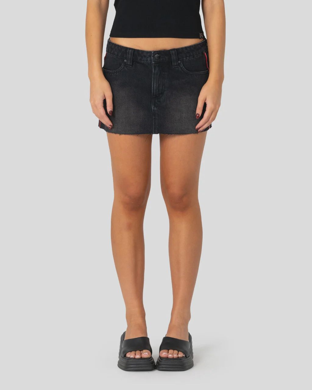 Flip Mommy Raw Low Rise Mini Denim Skirt